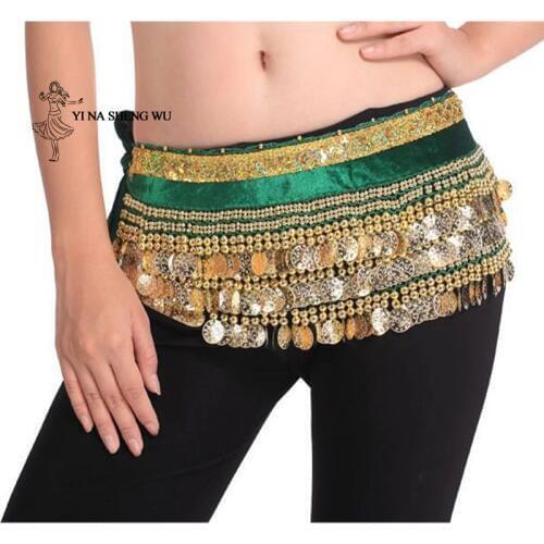 Belly Dance Hip Tassels Women Belly Dance Hip Scarf Costume Coin Wrap Belt Belly Dancing Accessories Belt