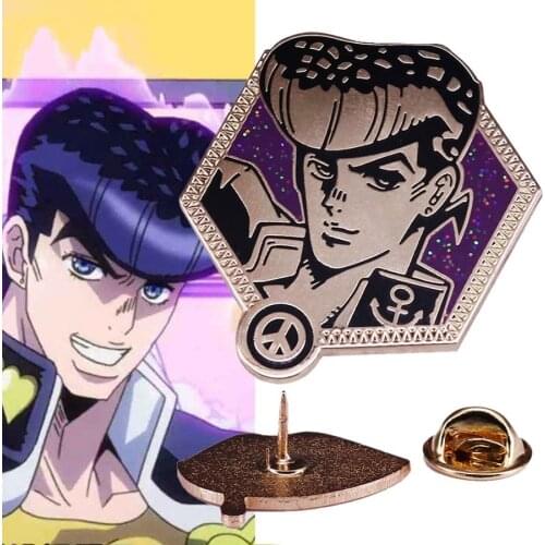 Golden Josuke JoJos Bizarre Adventure Enamel Brooch Pins Badge Lapel Pins Alloy Metal Fashion Jewelry Accessories Gifts
