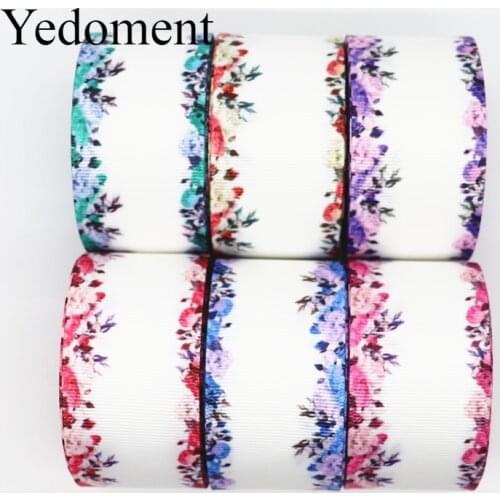 10 Yards 1.5'' 38MM Flower Printed Grosgrain Ribbons For Hair Bows DIY Handmade Materials Y19082003