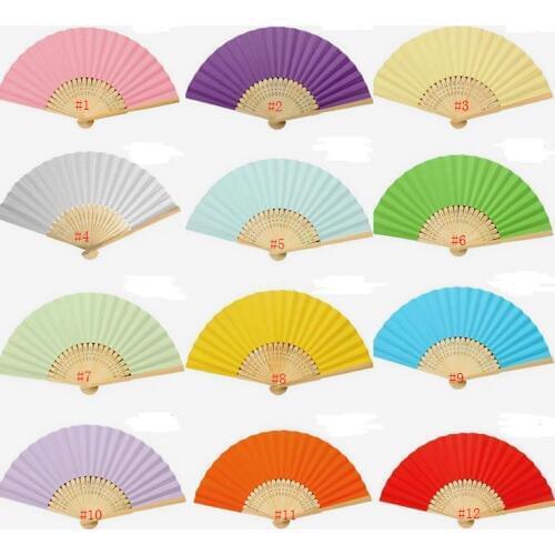 200 PCS/LOT Wedding Paper Fan,Bride Hand Fan with bamboo ribs,Craft Fan wedding bridal shower favor party gift 15 color
