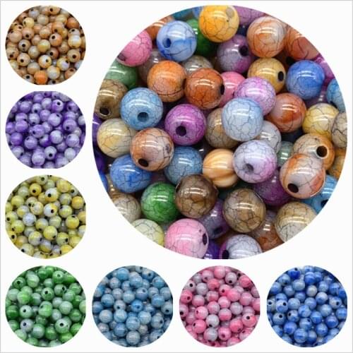 30pcs 8mm Crack Acrylic Beads Round Shape Spacer Beads For Jewelry Making DIY Charm Bracelet Necklace