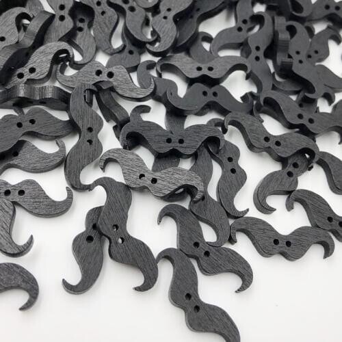 50pcs Black color Cute Mustache Wood Buttons Sewing Mix Lots WB75