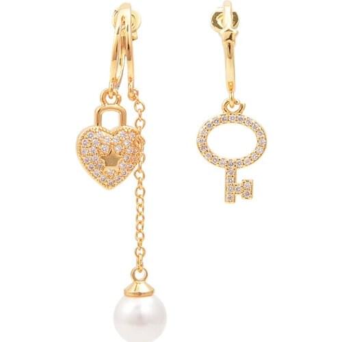 6Pairs Latest Fashion Earrings Top Quality Jewelry Clear CZ Heart and Pearl Dangle Earrings For Women Girls
