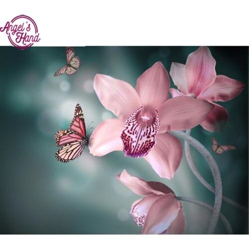 5D DIY Diamond Painting Flower Diamond Painting Cross Stitch Pink Calla &Butterfly Diamond Embroidery Home Decoration