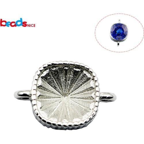 Beadsnice 925 sterling silver jewelry connector for pendant square links for pendants components connectors for bracelet ID30787