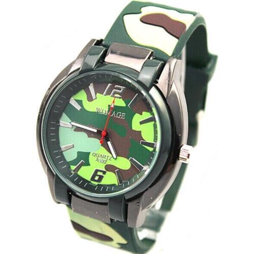 Brand New Women Fashion Army Style Camouflage Silicone Band Watch Womage Brand Sports Men Quartz Wristwatches Army Reloj Hombre