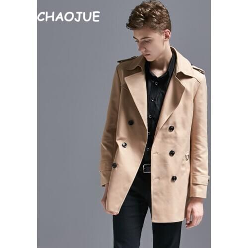 CHAOJUE Men High-end Trench Coat Customize Top Quality British Slim Double Breasted Trenchcoat Male 6XL Big Pea Coat On Sales