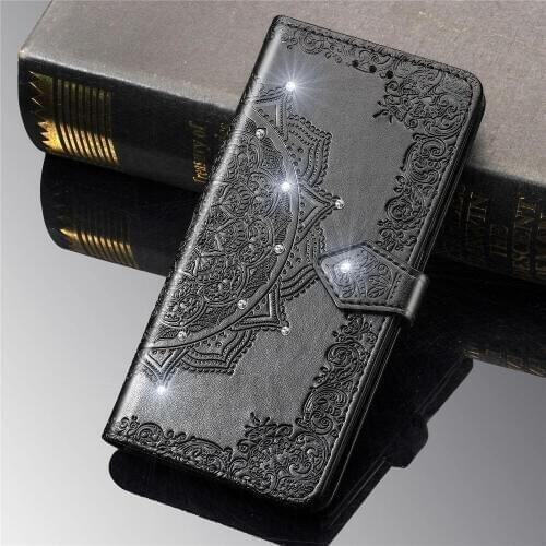 Drill flower For huawei honor v20 enjoy 9s Phone Shell PU Leather Mobile Case Wallet Magnetic Flip Stand Cover