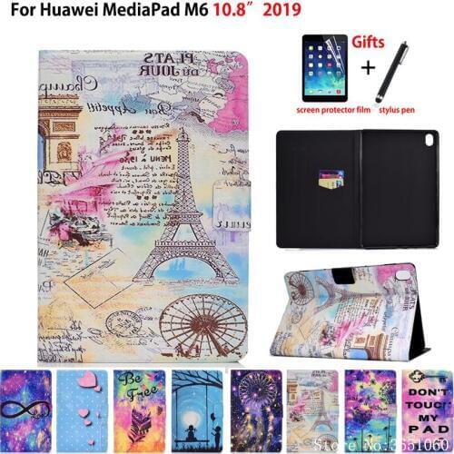 Tower Painted Case for Huawei Mediapad M6 10.8 PRO SCM-W09 SCM-AL09 2019 Smart Cover Funda Tablet Flip Stand Shell Coque +Gift