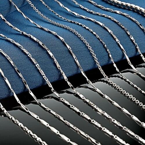 DOYUBO Classical Womens 925 Sterling Silver Bamboo Necklace 40cm / 45cm Solid Silver Lady Chains Jewelry Silver Necklace VG008