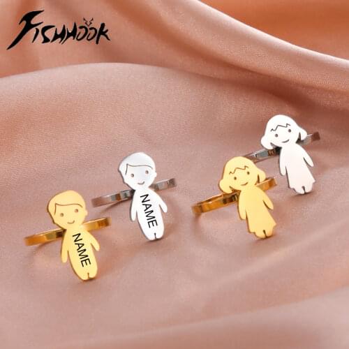 Personalized Name Date Finger Ring Boy Girl Kid Child Custom Couple Love Stainless Steel Gift For Woman Man Lover Wife Jewelry