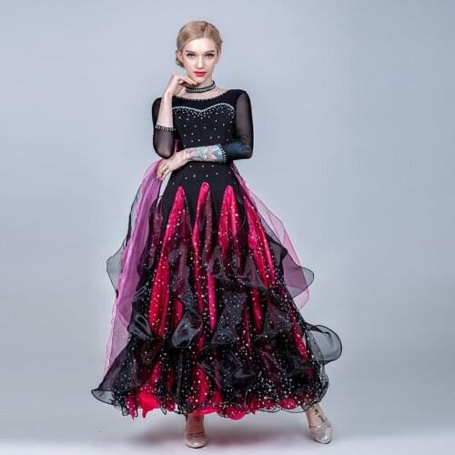 H2599 Modern Dance Dress Ballroom National Standard Waltz Dance Practice Competition Professional Performance Big Hemline Wear