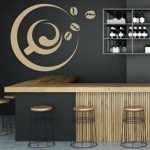 Cafe Coffee Beans Wall Stickers Vinyl Abstract Coffee Cup Kitchen Accessories Wall Decal Modern Removable Room Decor Mural Z135