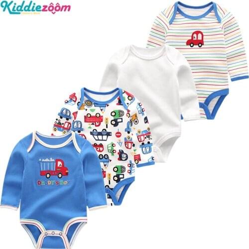 2019 4 PCS/lot Unisex Baby Boys Girls Clothes Winter Clothing Summer Baby Rompers Cotton Baby Jumpsuit Full Sleeve Roupa de bebe