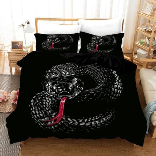 Animal Snake Bedding Set For Adult Bed Covers Single Double King Queen Size Black Duvet Cover Sets 2/3pcs Bedclothes