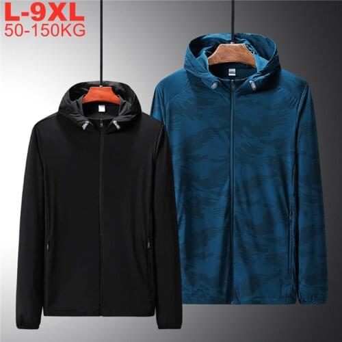 Big Size 9xl 8xl Summer Quick Dry Jackets Hooded Men Waterproof Sun Protection Ultra-light Spring Windbreakers Skin Coats Male