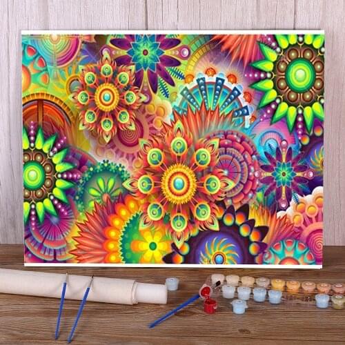 Region Mandala DIY Painting By Numbers Package Acrylic Paints 50*70 Canvas Pictures Decorative Paintings Adults Drawing