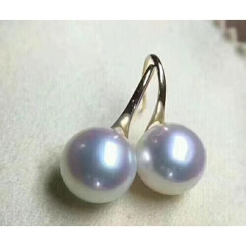Wholesale price ^^^ New 9-10mm round freshwater Natural pearl earring 925 silver