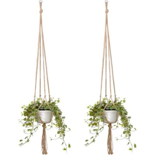 Handmade Macrame Flower Pot Hanging Basket Knotted Rope Flowerpot Net Bag Horticultural Home Balcony Courtyard Garden Door 1pc