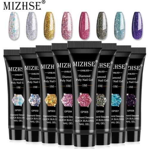 MIZHSE 8 Colors Poly Nail Extension Gel Diamond Quick Building Acrylic Color Jelly Gel Finger Extension UV Fast Build Nails Art