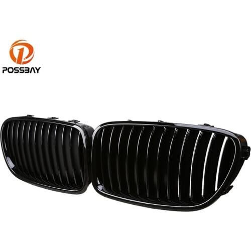 POSSBAY Auto Front Center Kidney Grille for BMW 5-Series F11 525dX/528i/528iX/530d/535d Touring 2010-2016 Gloss Black Car Grills