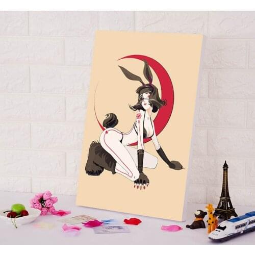 Mid-autumn Festival Bunny Girl The moon DIY oil painting by numbers draw practice for children room decoration