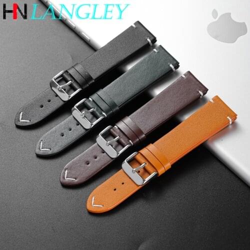 Calfskin Leather Watchband Soft Genuine Leather Watch Band Wrist Strap 18mm 20mm 22mm Stainless Steel Buckle Universal Use Bands