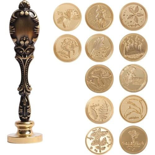Retro Antique Metal Plant Sealing Wax Seal Stamp for DIY Wedding Invitation Decor Ancient Wax Stamp Craft Clear Wax Stamp Custom