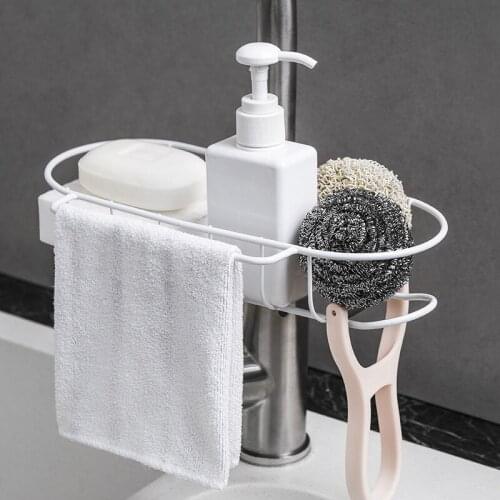 Stainless Steel Faucet Storage Racks Adjustable Sink Rag Sponge Draining Rack Kitchen Bathroom Soap Storage Holders Shelves