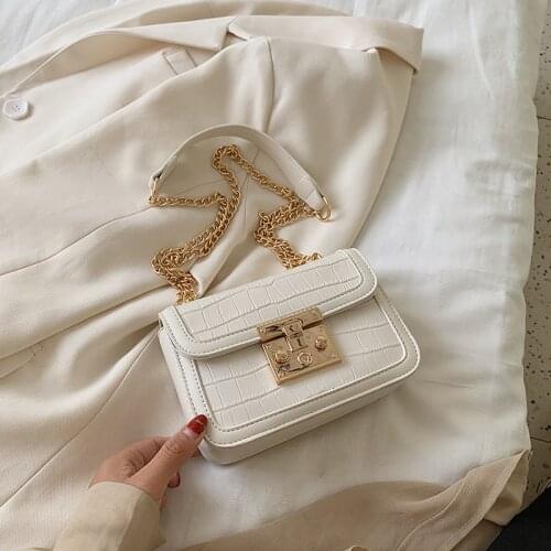 Crocodile pattern Square Crossbody bag 2021 Fashion New Quality PU Leather Womens Designer Handbag Chain Shoulder Messenger Bag