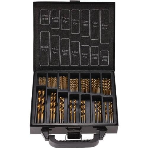 99pcs HSS Titanium Coated Twist Drill Bit Set 1.5-10mm Twist Drills Bits Kit with Case Box