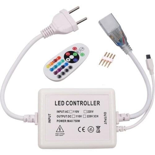 US110V EU AU UK 220V Dimmer with 24key IR remote controller 4pin 750W For 5050 2835 RGB LED Strip Neon Light