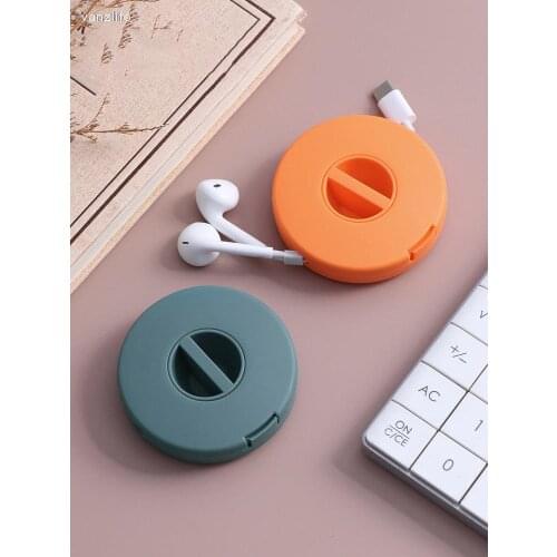 Vanzlife Data cable storage box winder Mini portable headset charger Fixed take-up Desk top sorting and storage box in office