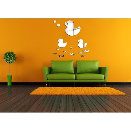 MEYA Lovely ducks DIY Mirror sticker , 3D New design Acrylic wall mirror decal&Murals for Baby children`s bedroom deco