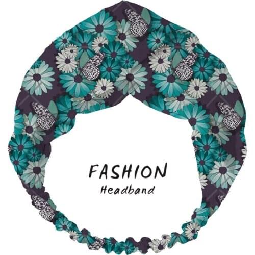 Women Girls Summer Daisy Flowers Print Hair Bands Headbands Vintage Cross Turban Bandage Bandanas HairBands Hair Accessories
