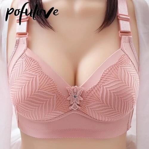 Plus Size Lingere Bra Push Up Floral Bralette Underwear Women Wire Free Bra Fashion Seamless Bralette Top Floral Brassiere Thin