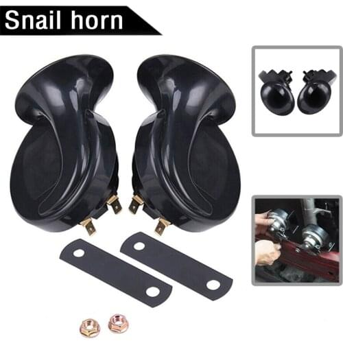 1 Pair Black 12V Car Truck Universal 120DB Loud Dual-tone Electric Snail Air Horn Auto Motorcycle Replacement Parts