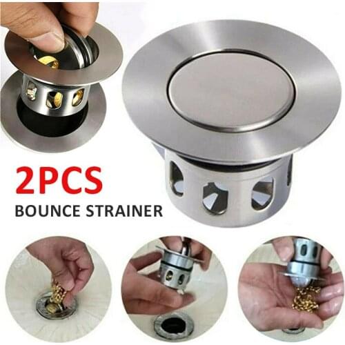 2PCS Universal Wash Basin Bounce Drain Filter Pop Up Kitchen Bathroom Sink Drain Plug