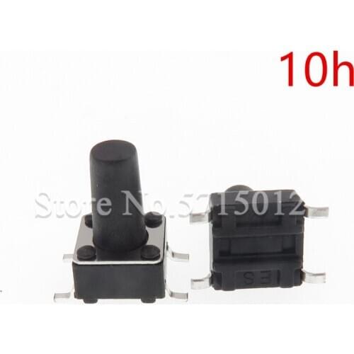 200pc 6*6*10mm 4Pin Tactile Tact switch Push Button Micro Switch Self-reset Switches 6x6x10mm black