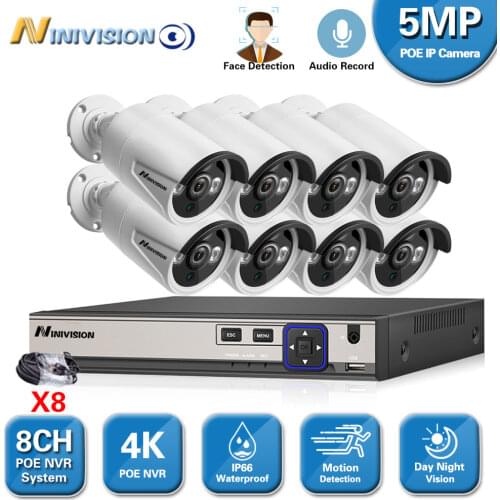 2592*1944 POE NVR Kit 5.0MP HD CCTV Security camera System Human Face monitor IP Camera P2P In/Outdoor Video Surveillance System