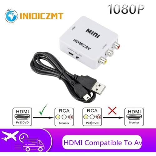 INIOICZMT HDMI to AV converter adapter HD video conversion box HDMI to RCA AV/CVSB video 1080P mini HDMI to AV support NTSC PAL