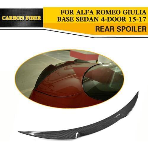 Carbon Fiber Car Rear Trunk Lip Spoiler Wing for Alfa Romeo Giulia Sedan 4 Door Only 15-17 Quadrifoglio TI Verde