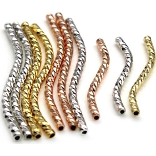 20pcs/lot 20 30mm Length 24K Gold Metal Brass Screw Thread Tube Beads Spacer Beads 0.7mm Hole Beads for Jewelry Making Findings