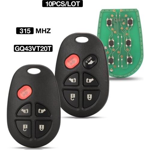 Kutery 10PCS Smart Remote Control Car Key Shell Case For Toyota Sequoia Sienna 2010-2017 FCCID: GQ43VT20T 5/6 Buttons 315MHz