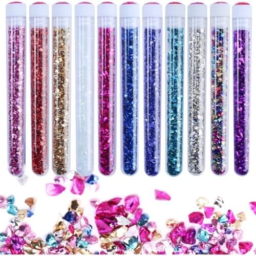 Crushed Glass Irregular Metallic Chips Nail Art Gravel Filling Material Sprinkles Chunky Glitter For Resin Making DIY Crafts
