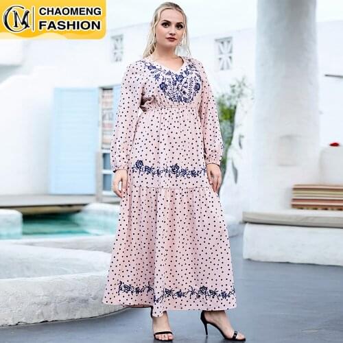 Dubai Abaya Embroidered Fashion Plus Size Hijab Dress Turkey Kaftan Islam Clothing Muslim For Women Vestidos Arabic Maxi Robe