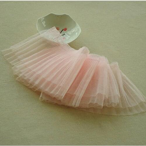 1meter Two-Layer Mesh Ruffle Lace 12cm Wide Pleat Organ Lace Trim for Wedding Dress,Doll Dress DIY Decoration
