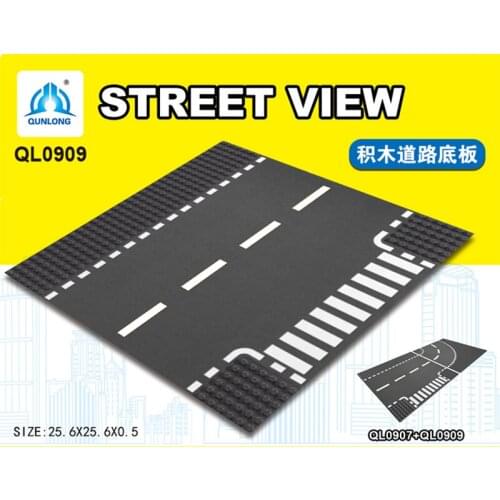 City Road Board Street Scene Road Road Straight Curved Crossroad T-shaped Board Set Accessories Childrens Building Block Toys