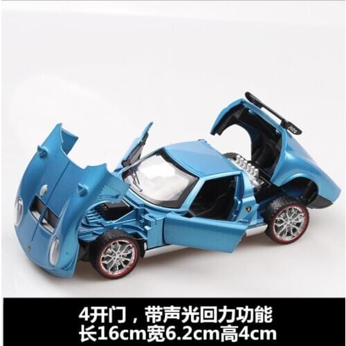 Lambo Daniel alloy car model old car simulation car toy return force car sound and light open door childrens birthday gift blue