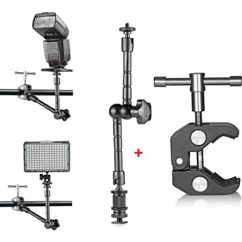 Used to install HDMI monitor, LED light, camera flash, camera DSLR, super clamp 11-inch adjustable magic articulated arm clamp